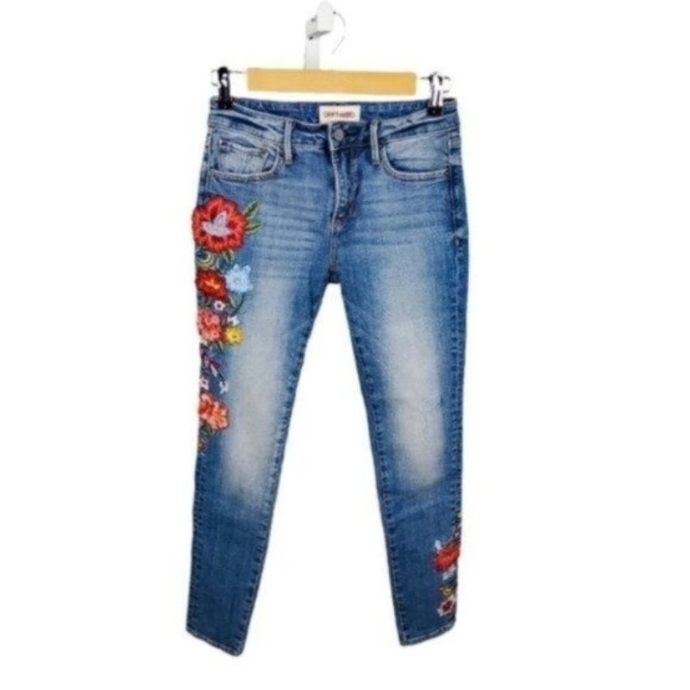 Driftwood Jackie Floral Slim Ankle Jeans Blue Size 24